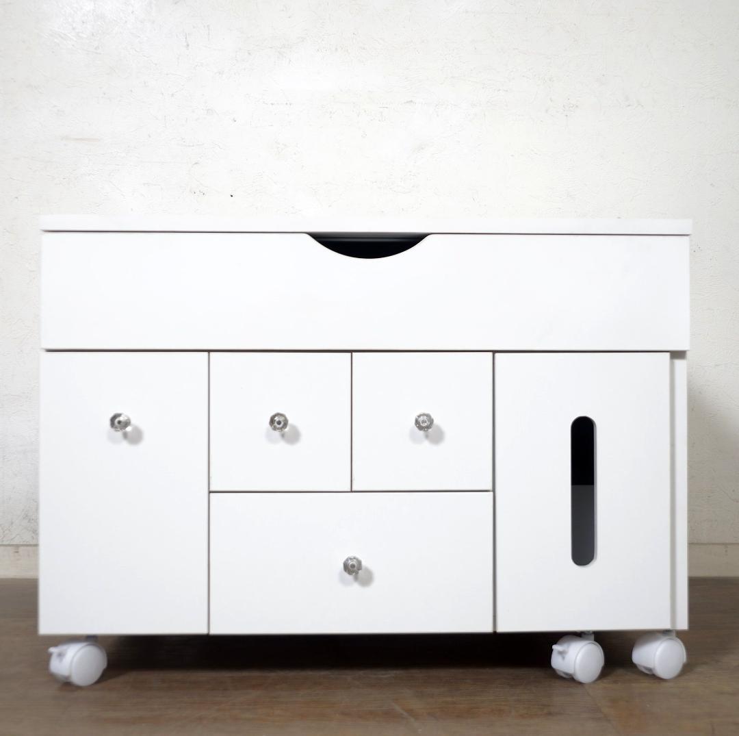 ひよこ　LEDライト付ドレッサー ロータイプ 伸縮式コスメワゴン