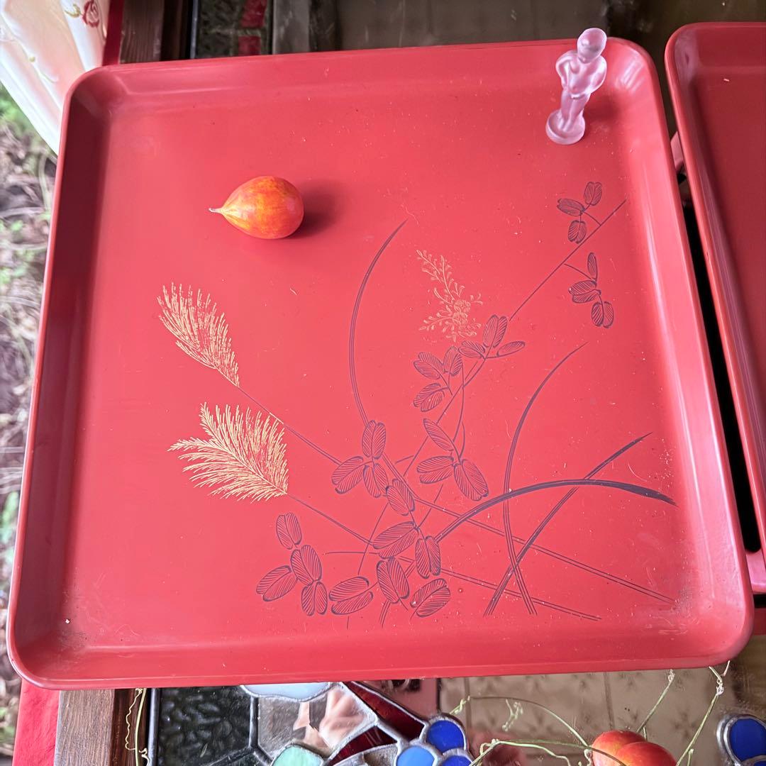 2209様感謝‼️特別価格‼️JAPAN GOZEN‼️GOLDすすき朱色沈金御膳十客