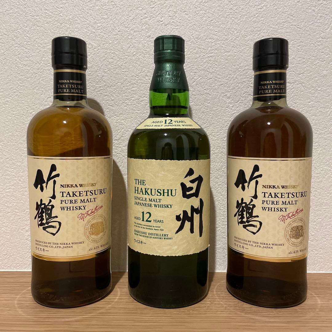 【新品未開封】サントリーシングルモルトウイスキー白州12年・ニッカウヰスキー竹鶴