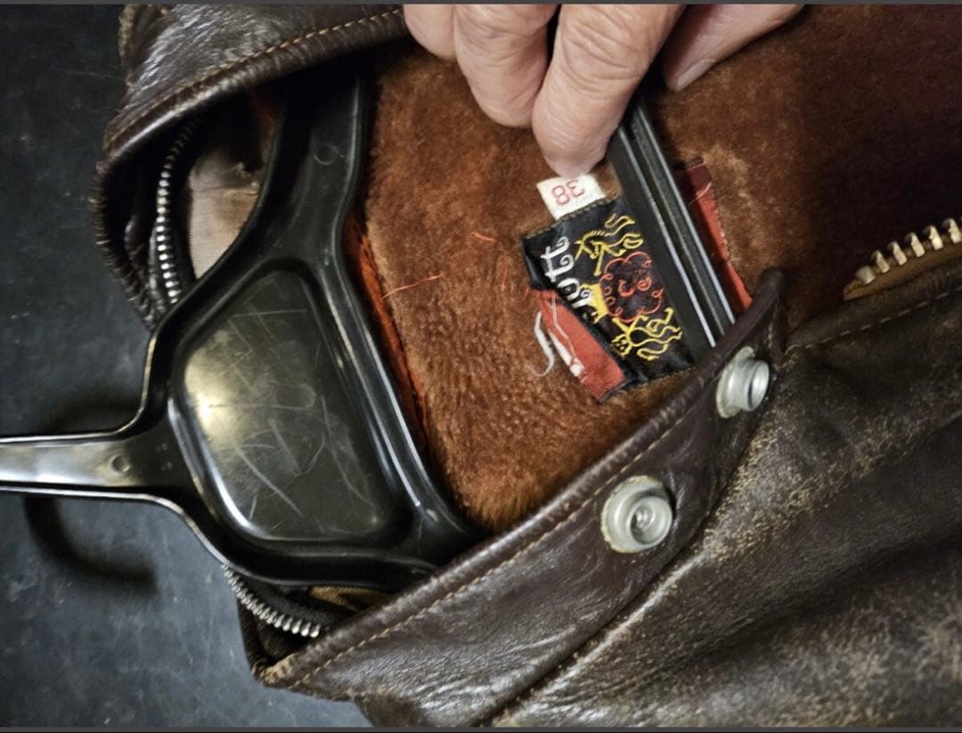 Schott シングルライダース　ブラウン　ベージュジッパー　ヴィンテージ　38