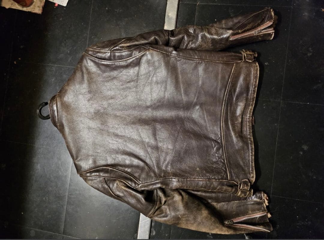 Schott シングルライダース　ブラウン　ベージュジッパー　ヴィンテージ　38