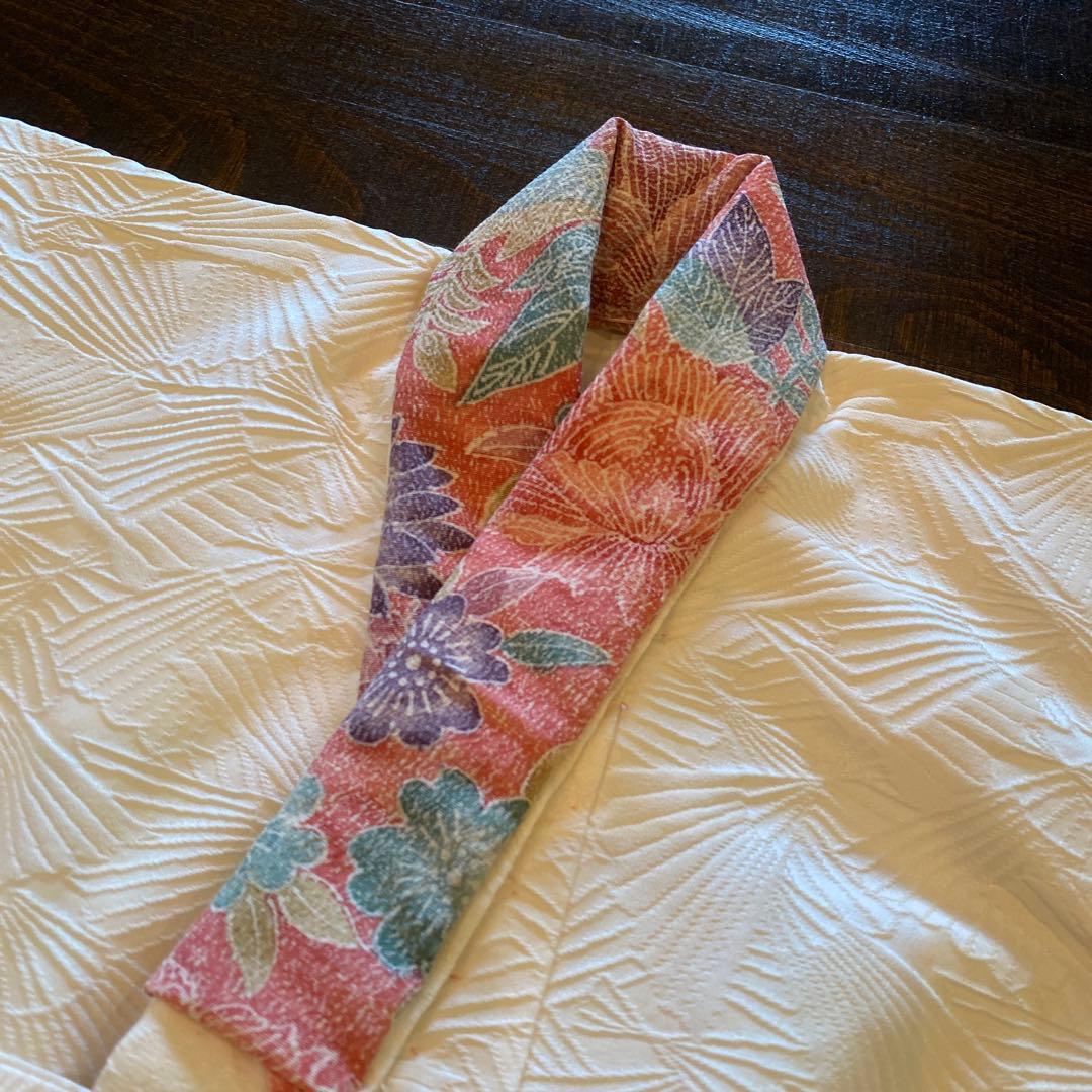 アンティーク 七五三 三歳 着物 被布 小物一式 フルセット 赤 鶴 正絹