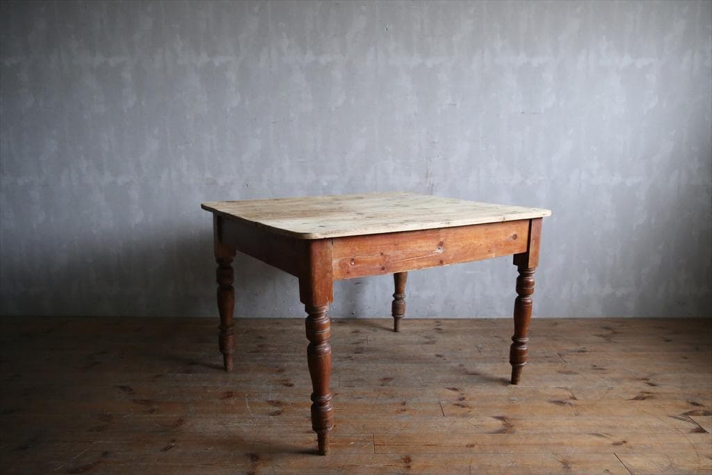 イギリスアンティーク◇オールドパイン古木ダイニングテーブル/木製机(72-76)