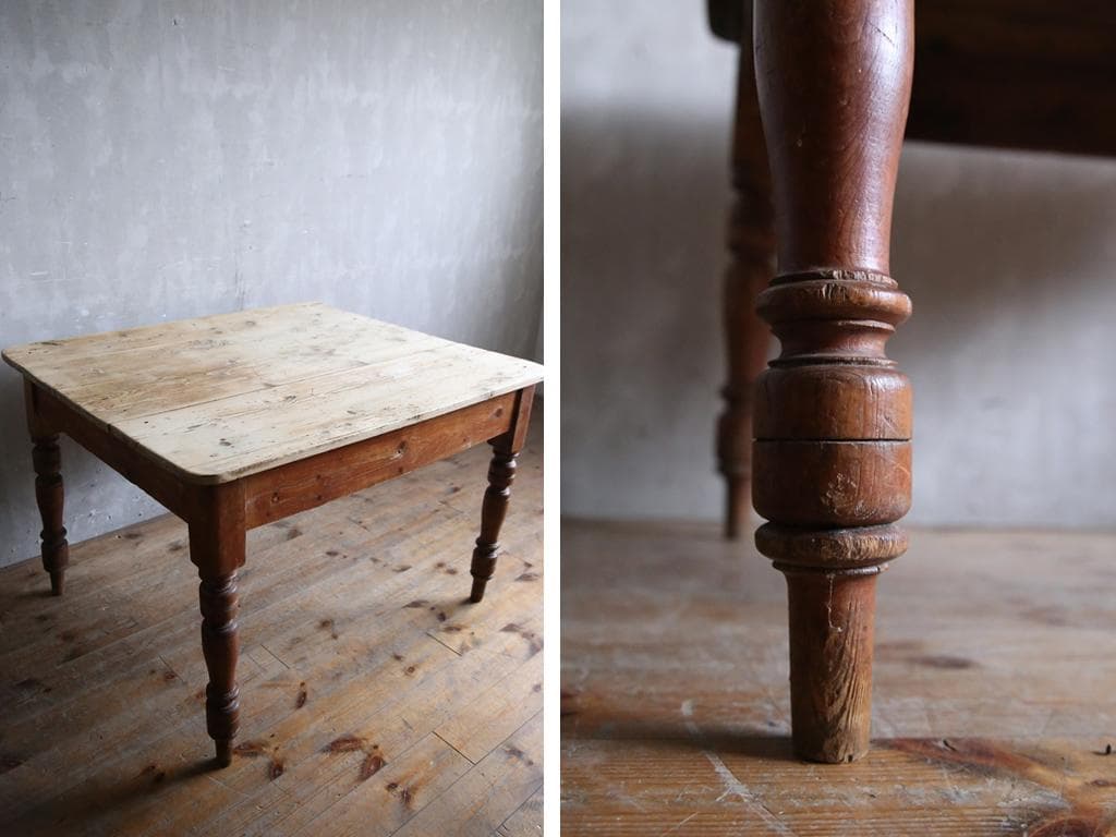 イギリスアンティーク◇オールドパイン古木ダイニングテーブル/木製机(72-76)