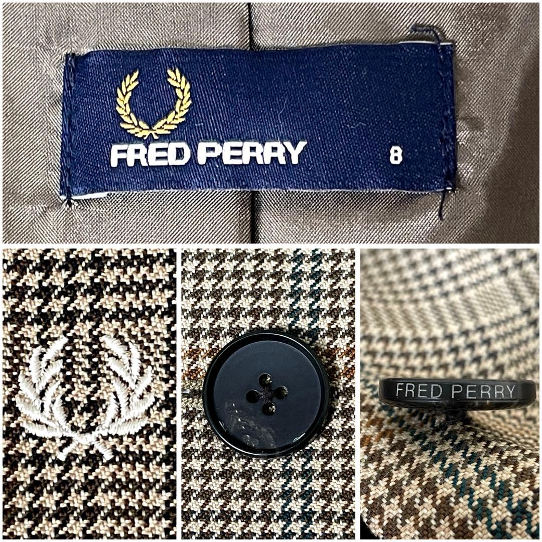 【未使用級】フレッドペリー チェスターコート チェック 8 M ブラウン