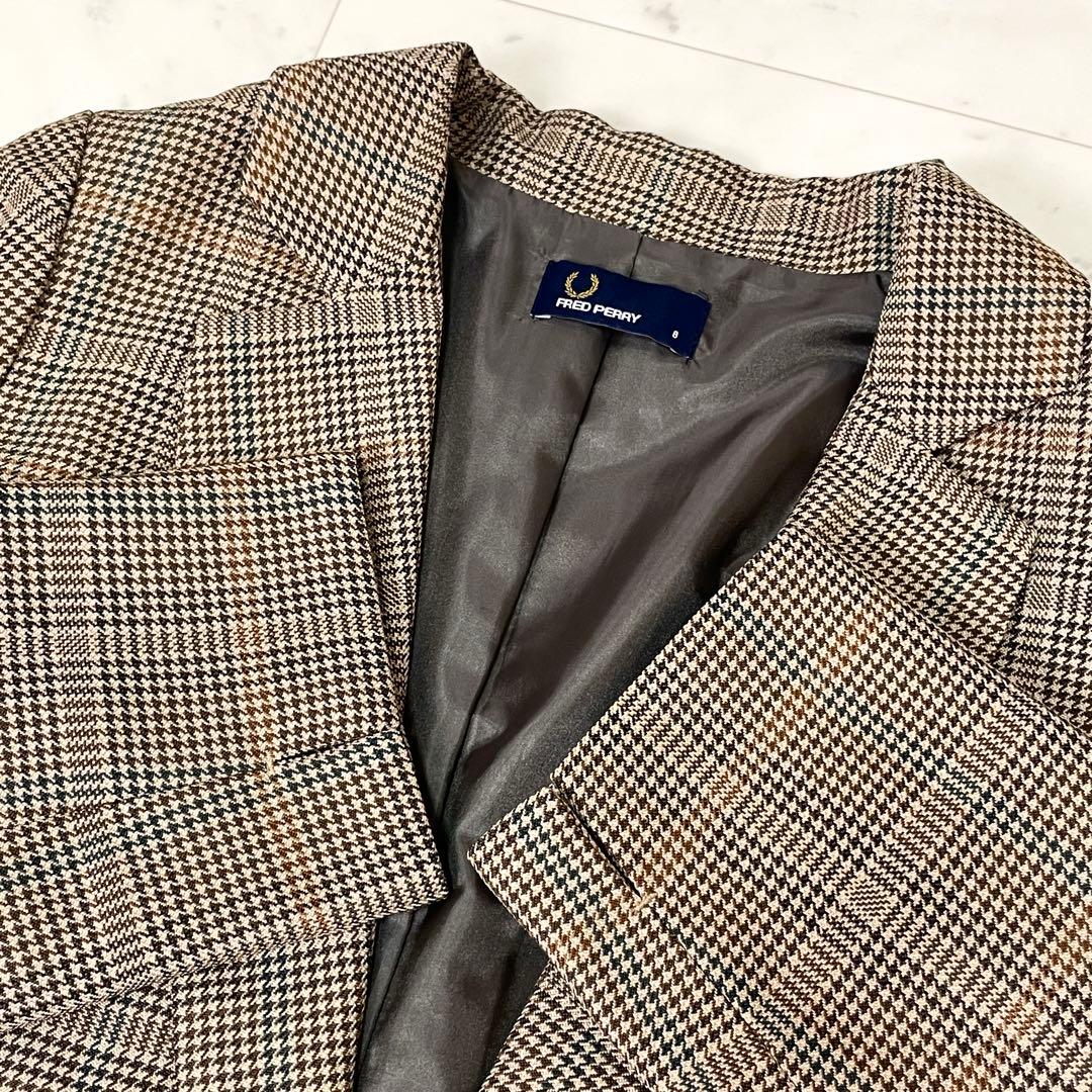 【未使用級】フレッドペリー チェスターコート チェック 8 M ブラウン