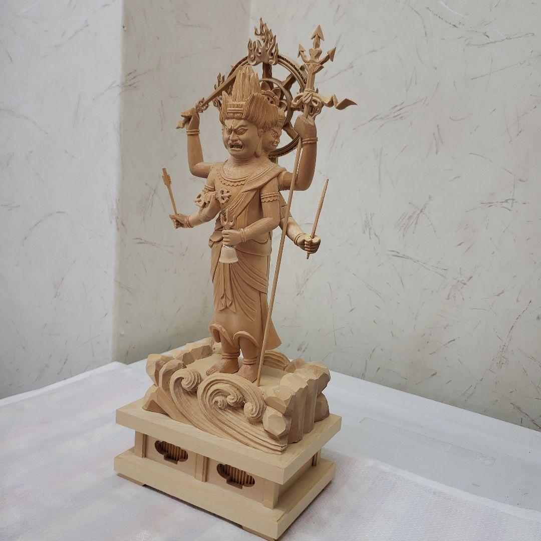 Ｂフライデー蔵出し特価仏像★ヒバ材 三宝荒神像6寸★全高 約35cm