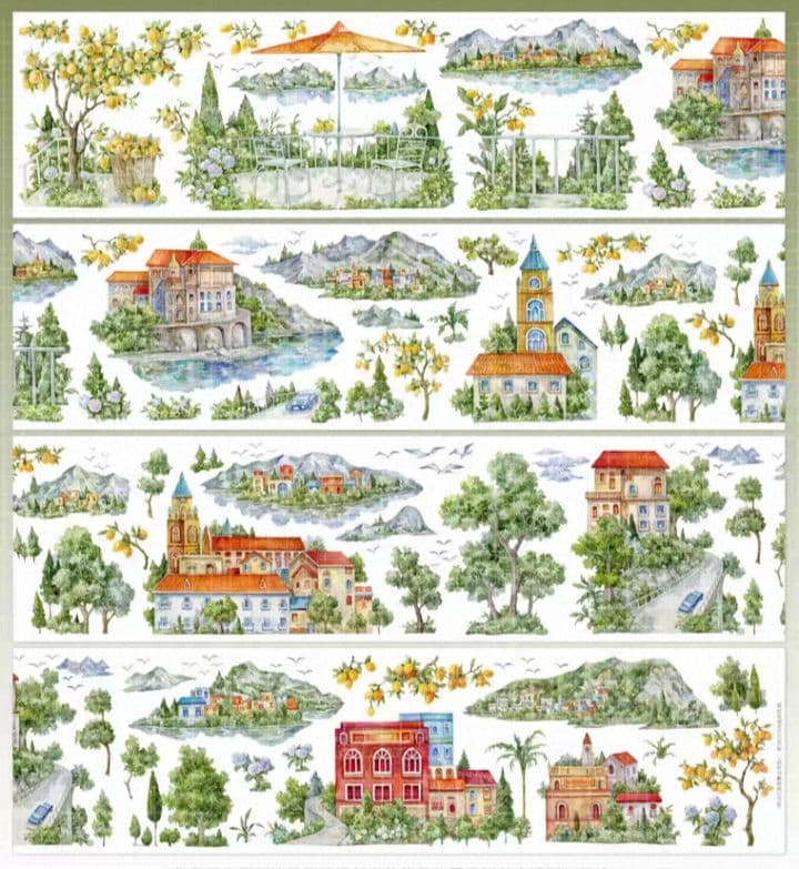 新品まとめ売り☆海外マステ PETテープ 巻き売り 風景・装飾系 10巻セット♡