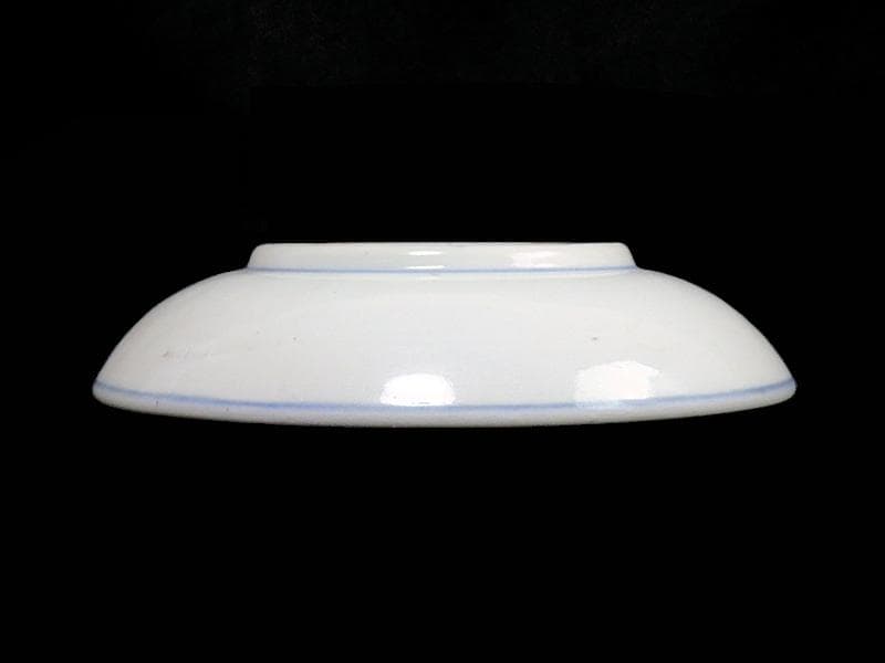 古伊万里　染付　丸に五瓜に唐花の図　家紋　４寸半皿　E90AS-CPb