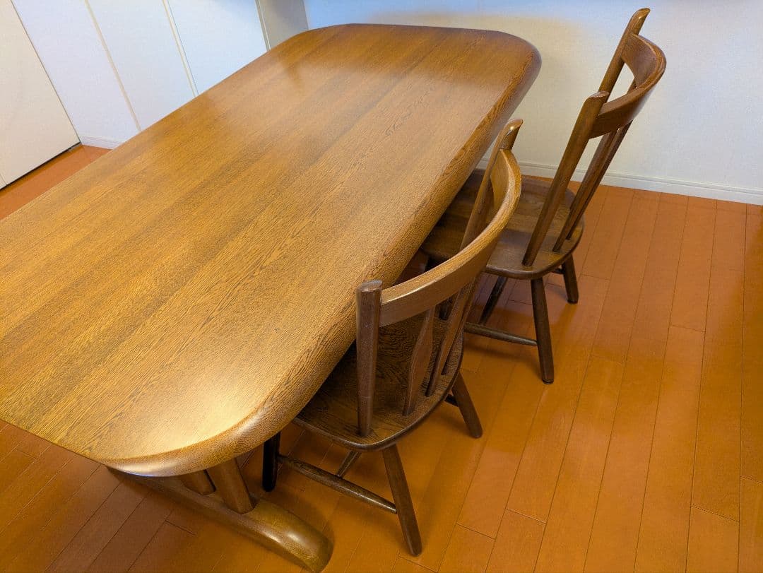 美品　旧大塚家具 木製オーバルダイニングテーブル 165×90×70 cm