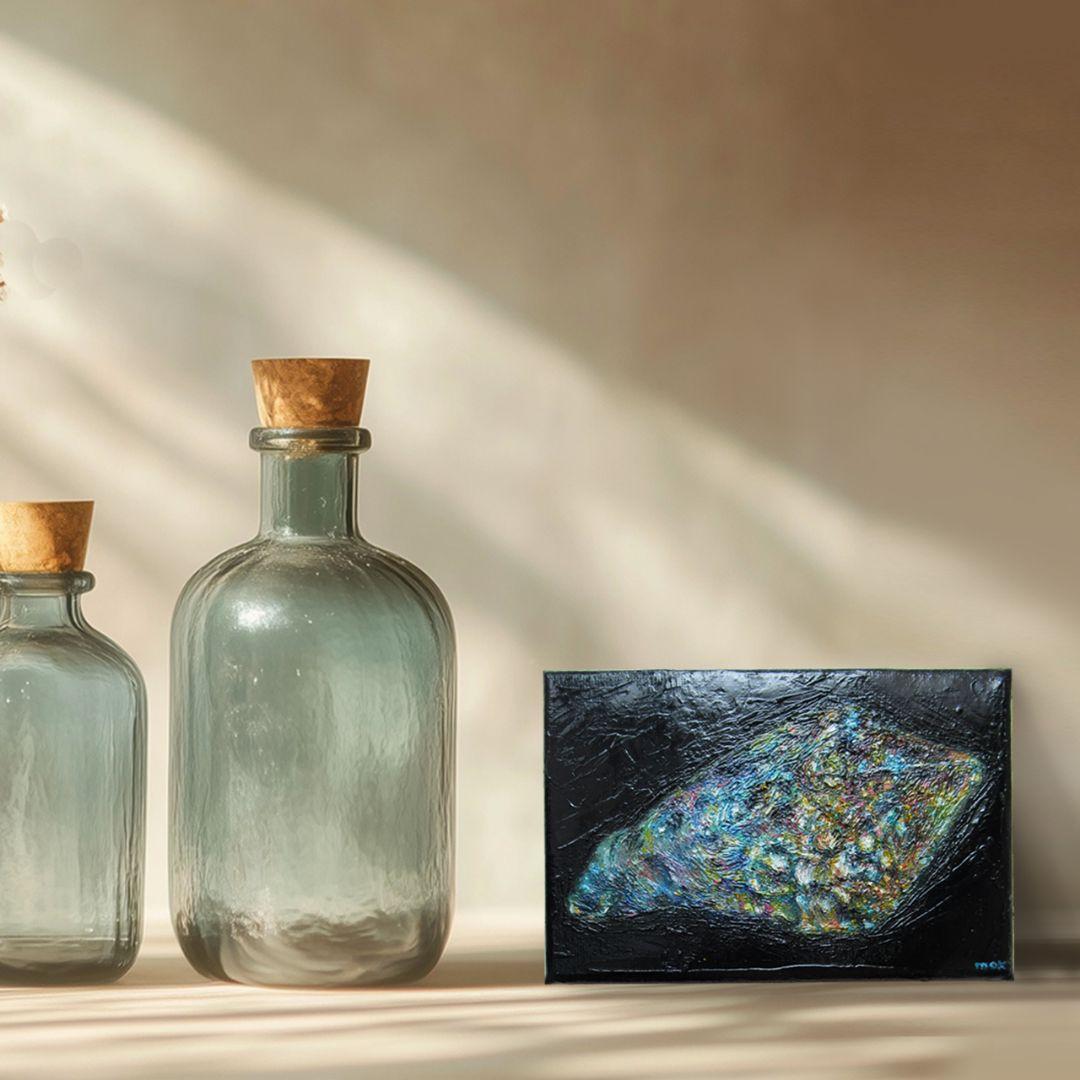 ［匿名で配送］一点もの 水晶 鉱石 宝石 油絵 油彩 絵