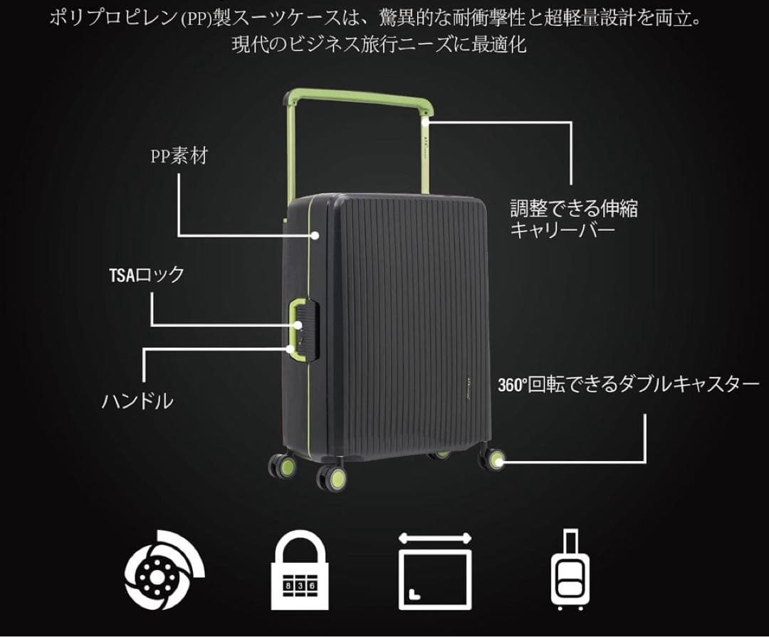 ATX LUGGAGEスーツケースアルミフレームタイプ 航空機預入設計Mサイズ