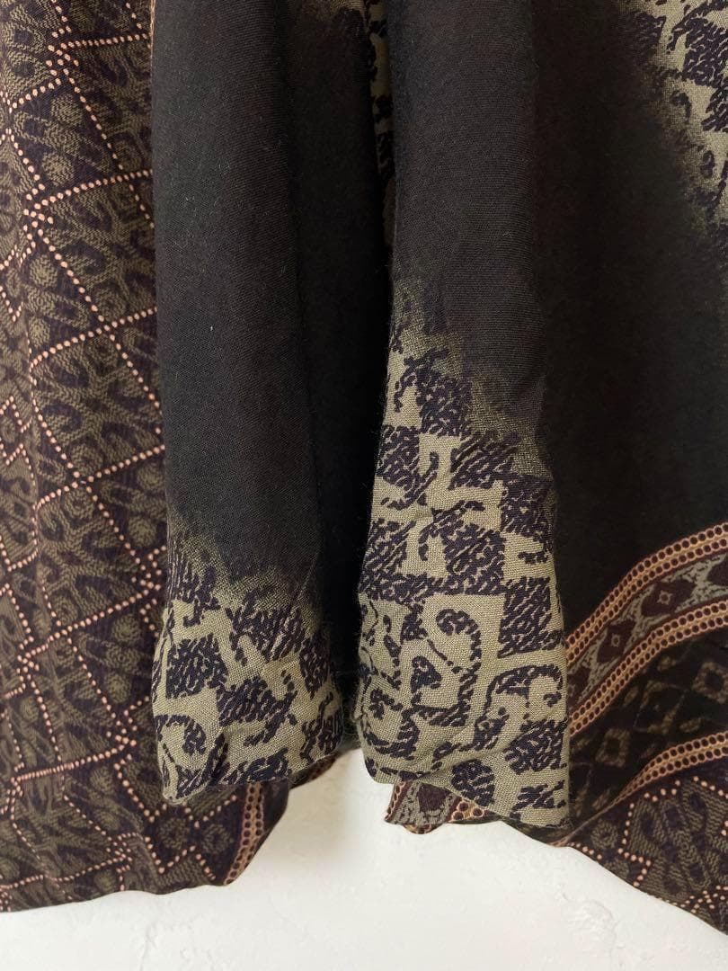 【新品】サルエルパンツ　タイパンツ　男女兼用　D柄ダークブラウン　F66-8