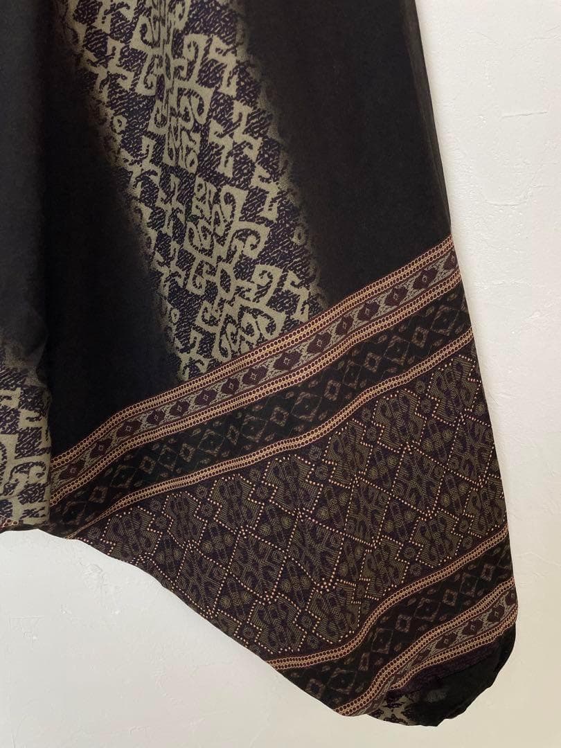 【新品】サルエルパンツ　タイパンツ　男女兼用　D柄ダークブラウン　F66-8