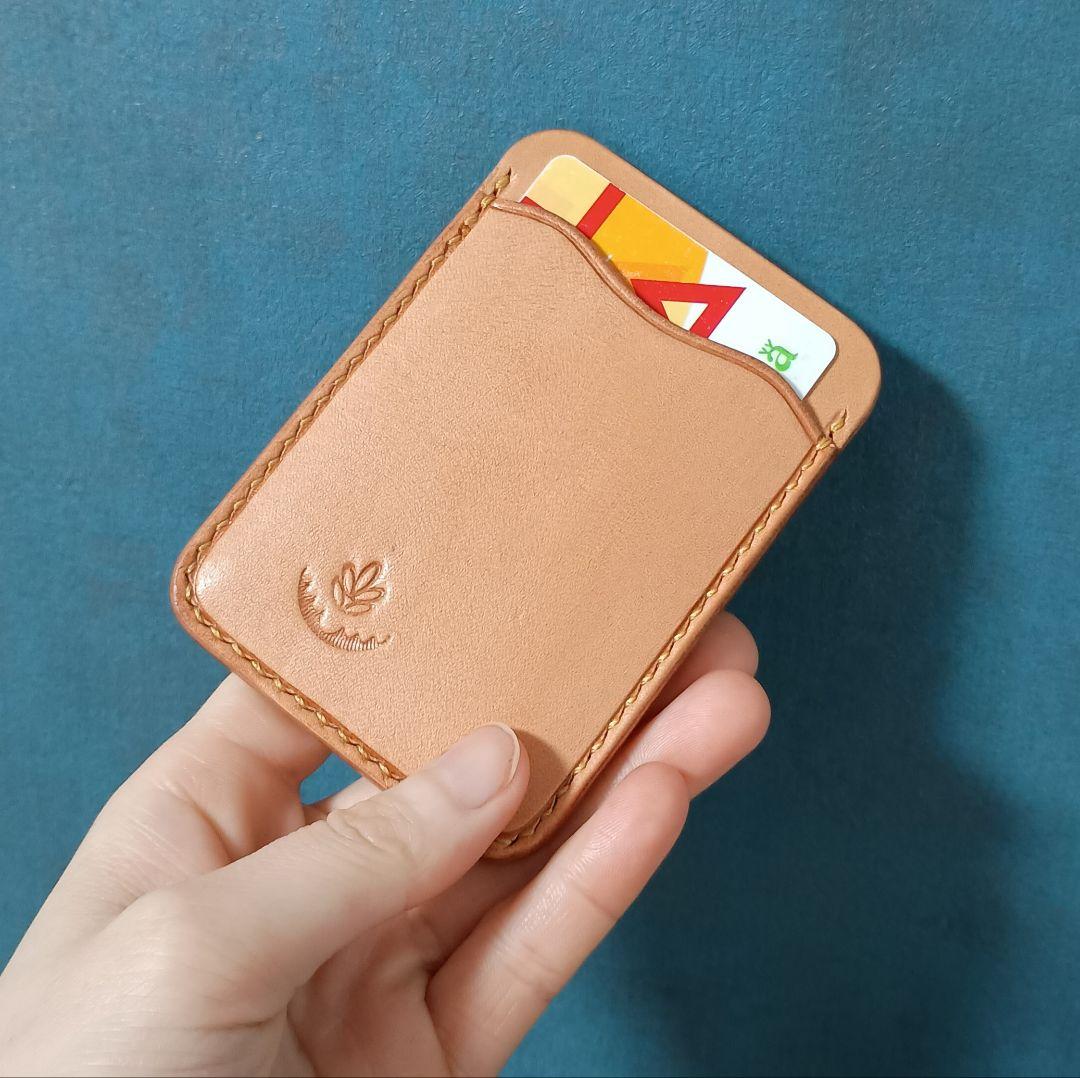 栃木レザーカードケース ヌメ革パスケース 本革 ハンドメイド手縫い