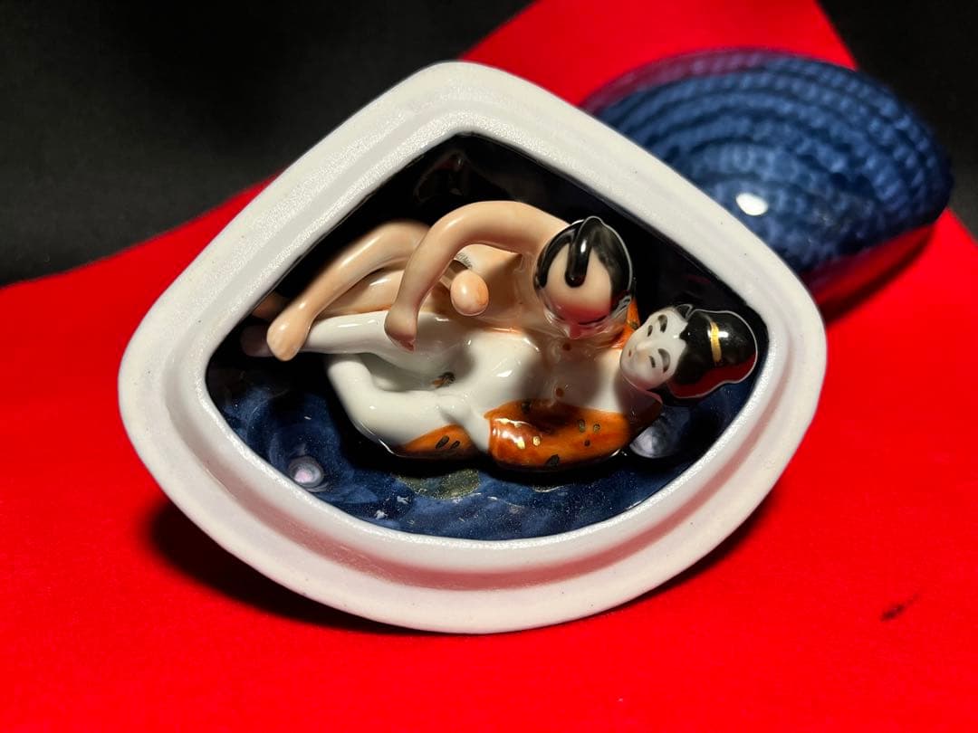 春画 陶器 貝合わせ 日本陶芸 骨董 しゅんが はまぐり型 置物