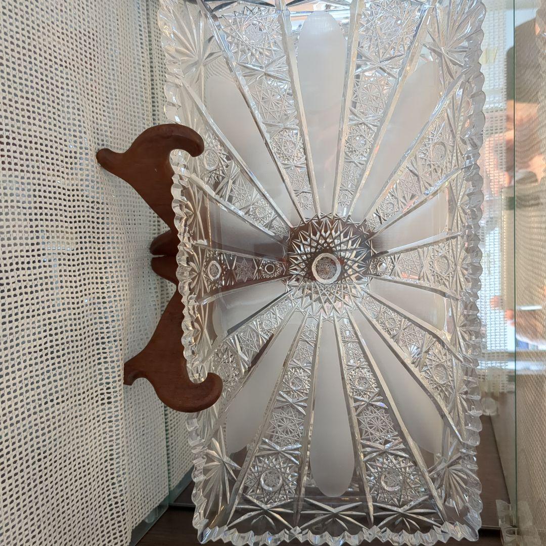 ボヘミアンカットクリスタル角皿