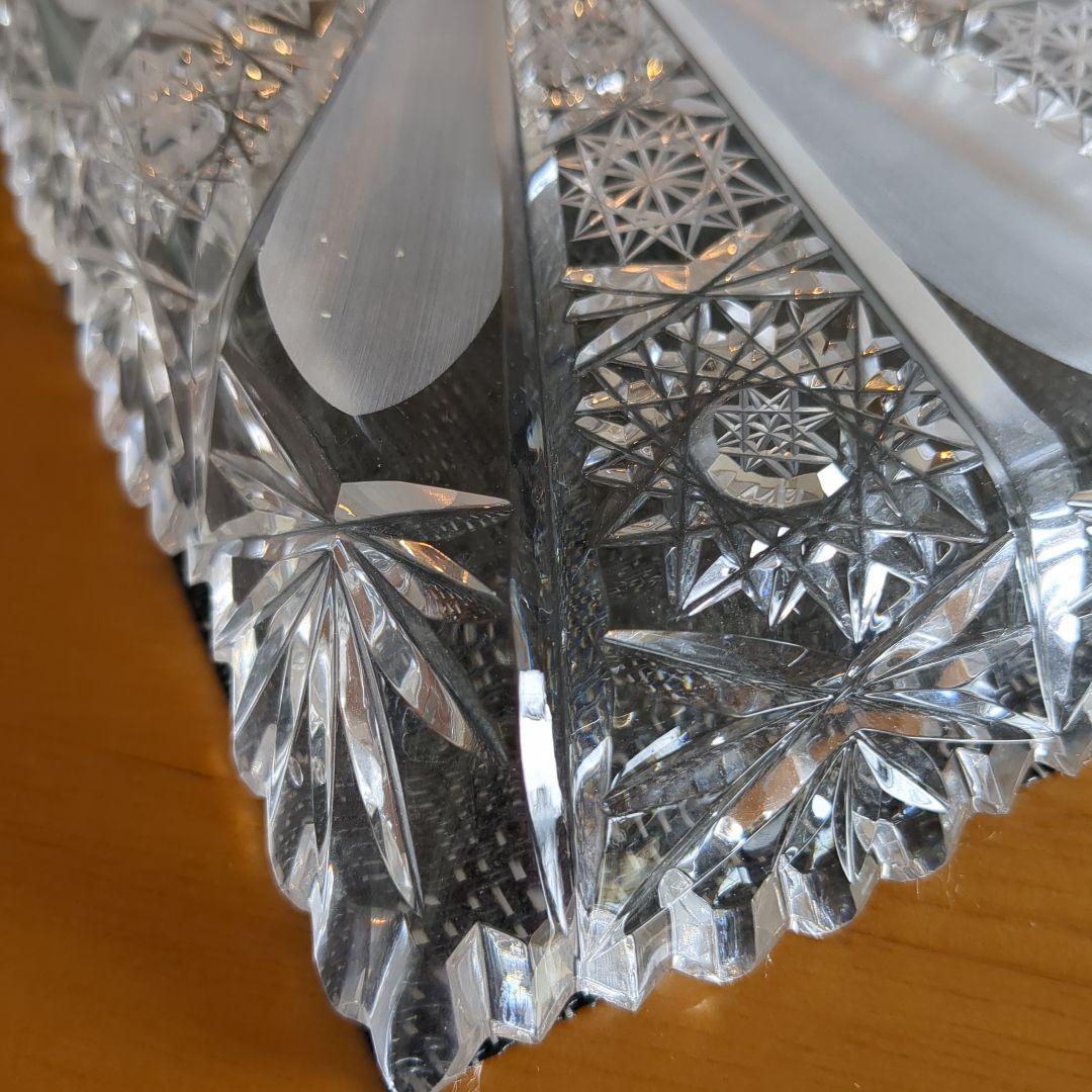 ボヘミアンカットクリスタル角皿