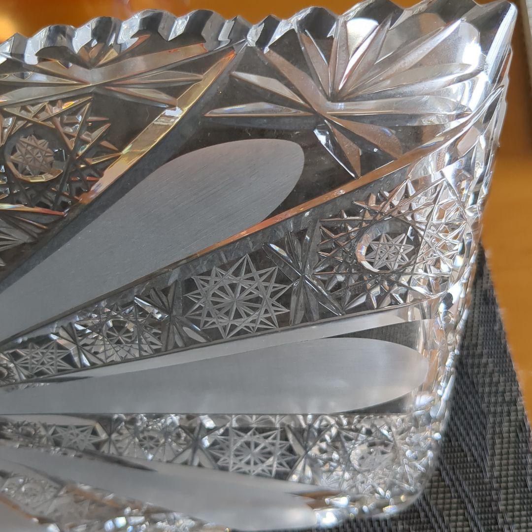 ボヘミアンカットクリスタル角皿