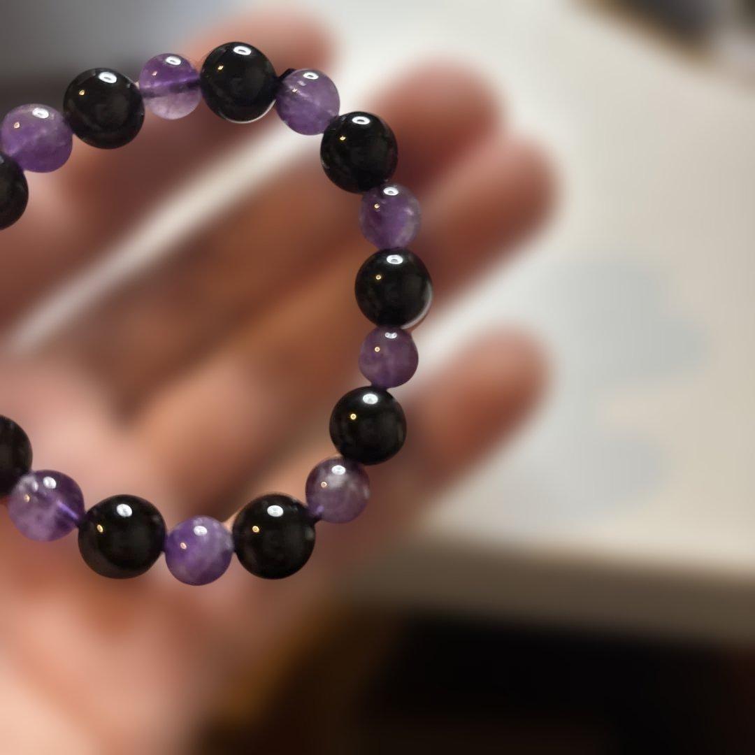 モリオンとアメジストのブレスレットたん！浄化の組み合わせ！