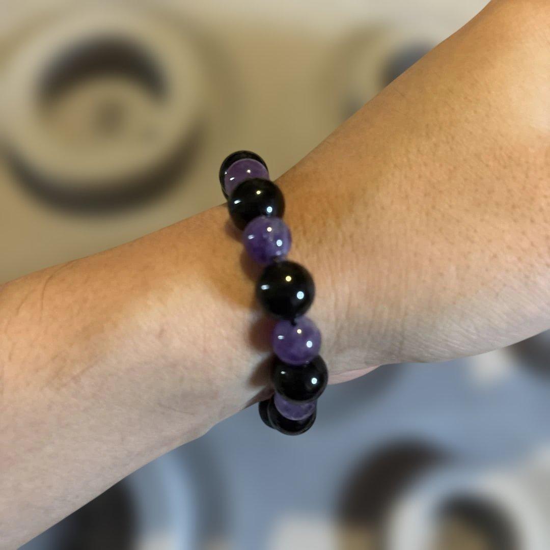 モリオンとアメジストのブレスレットたん！浄化の組み合わせ！