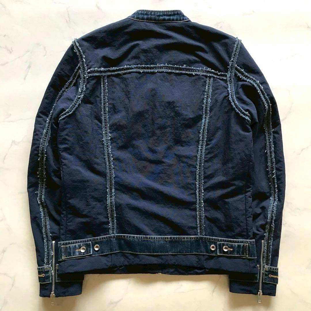 新品タグ付き/XL相当✨ディーゼル ライダース デニム切り替え 裏地ブルー 現行