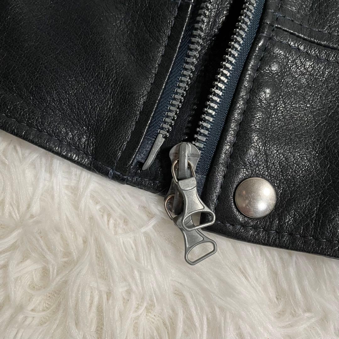 セヴシグ シングルライダースジャケット レザージャケット 裏地総柄