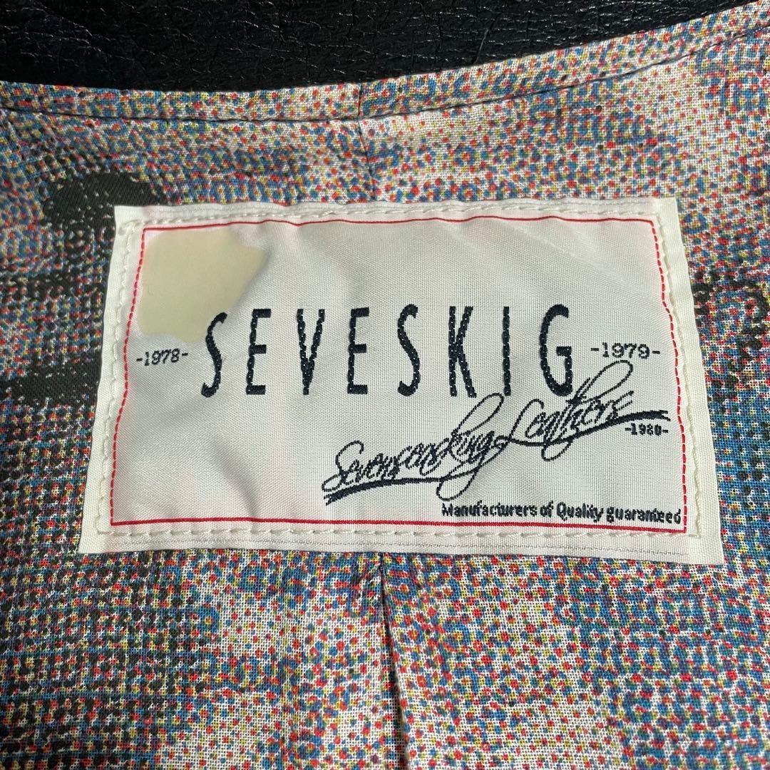 セヴシグ シングルライダースジャケット レザージャケット 裏地総柄