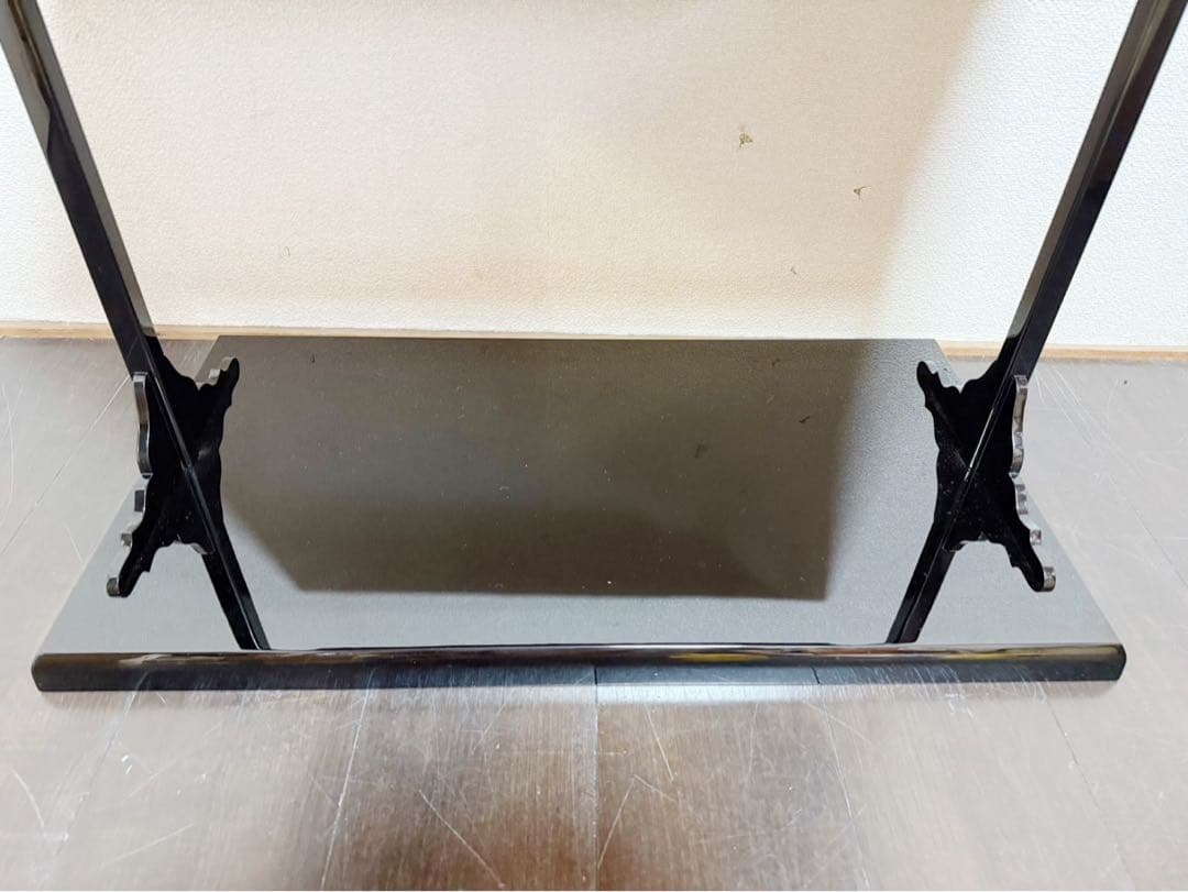 ほぼ未使用 茶道具 宗芳造 輪島塗 木製黒真塗 及台子 組み立式 共布 共箱