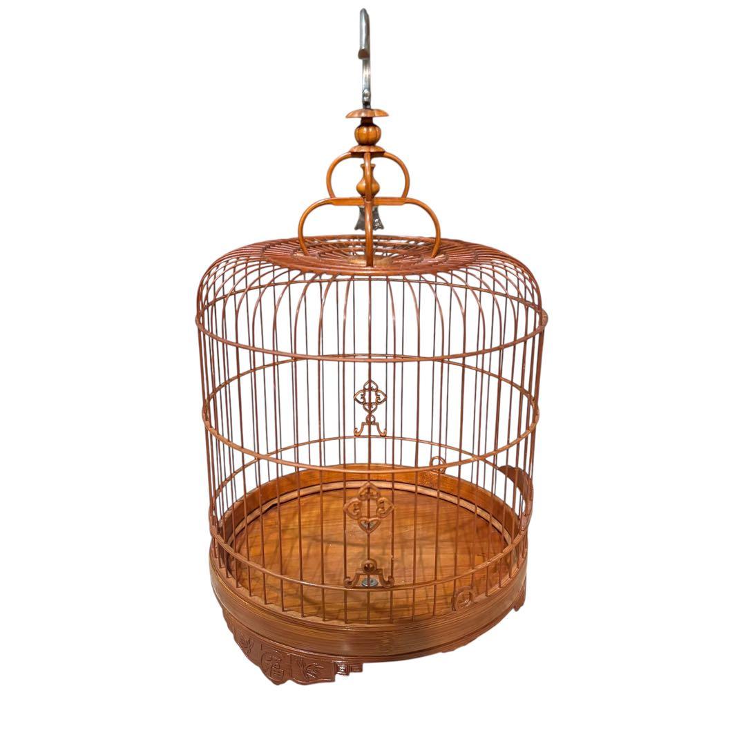 香港 竹製 鳥かご アンティーク 文鳥 止まり木付 鳥籠 中国 セット