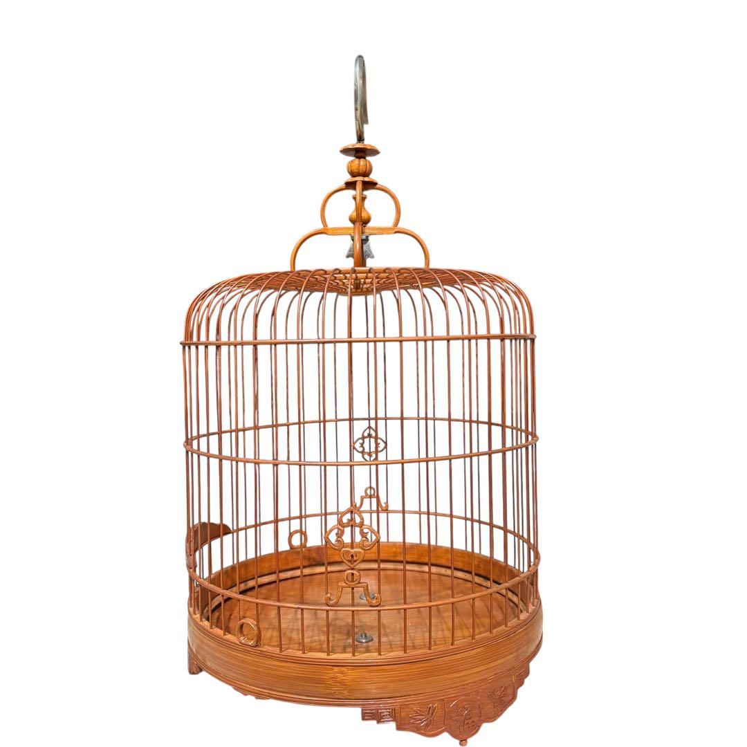 香港 竹製 鳥かご アンティーク 文鳥 止まり木付 鳥籠 中国 セット