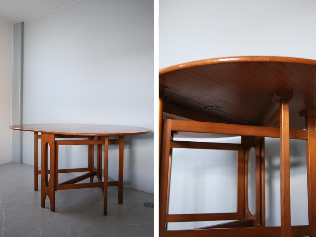 英国アンティーク木製ゲートレッグテーブル/ダイニング机/バタフライ(92-221