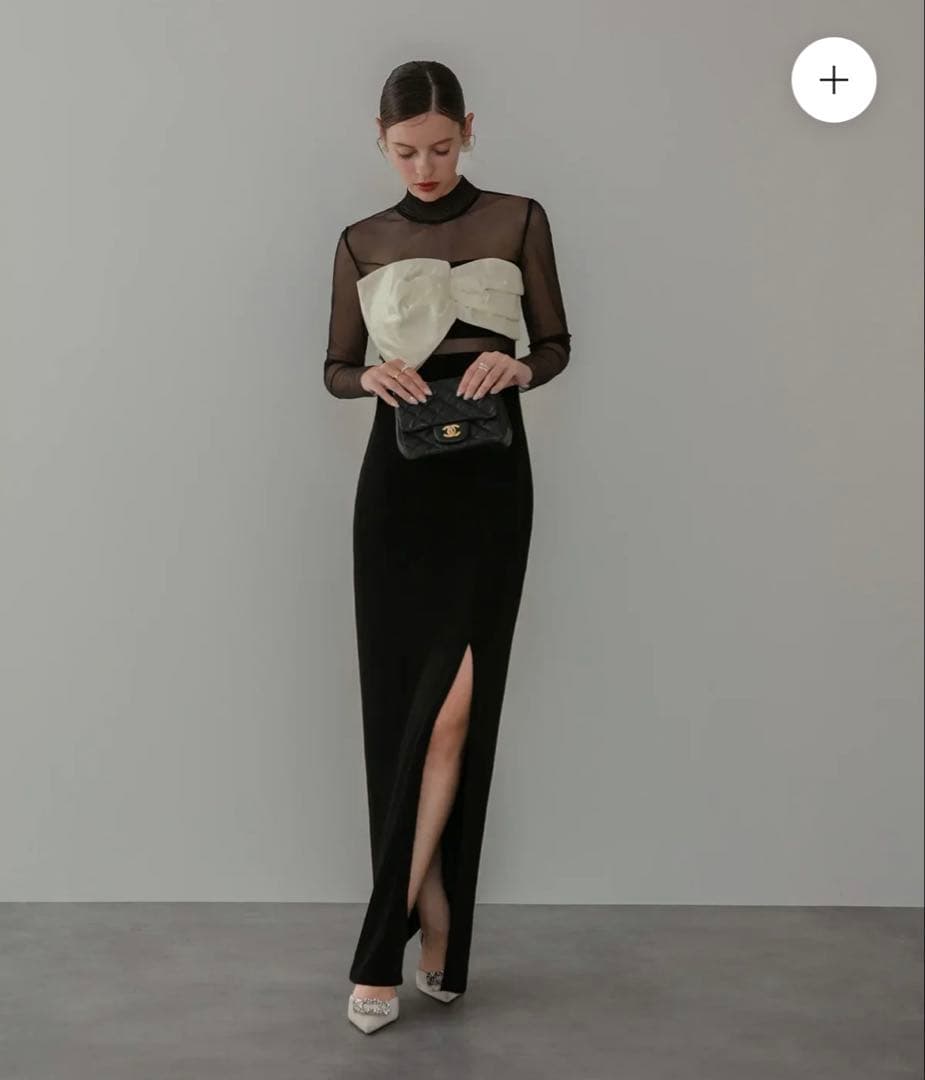 【LEJA LUXE】フロントツイストデザインシアースリットIラインドレス