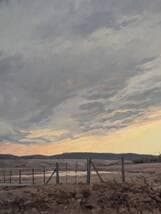 【真作】絵画　油彩　夕暮れのカウボーイと馬　牧場風景　ウエスタンアート　Y183