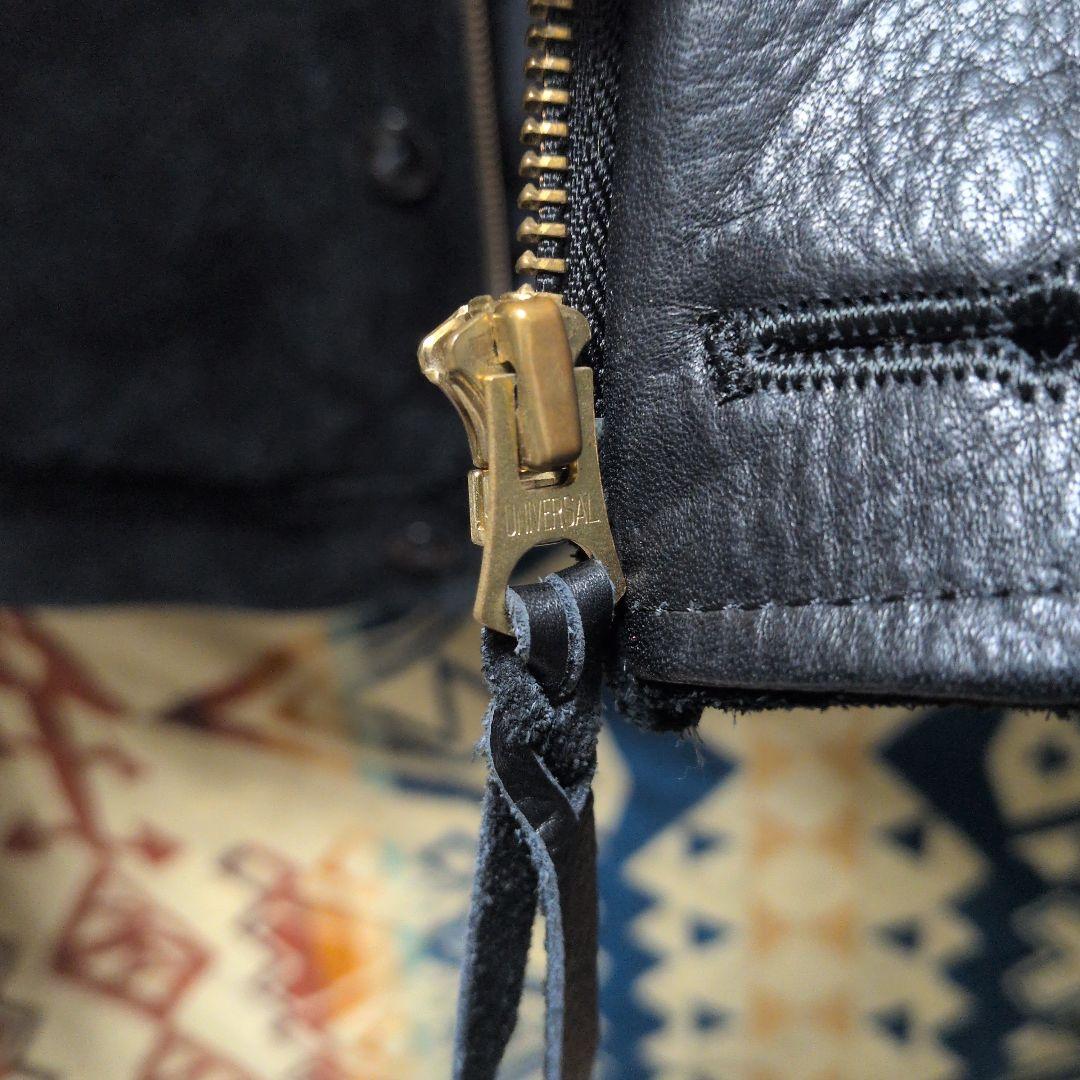 Y'2 ワイツーレザー　リブジャケット　/　Black