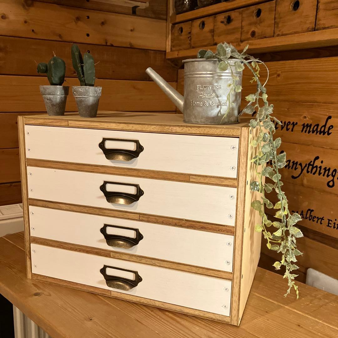 レターケース②　4段　アンティーク　ハンドメイド　書類ケース　木製　飾り棚