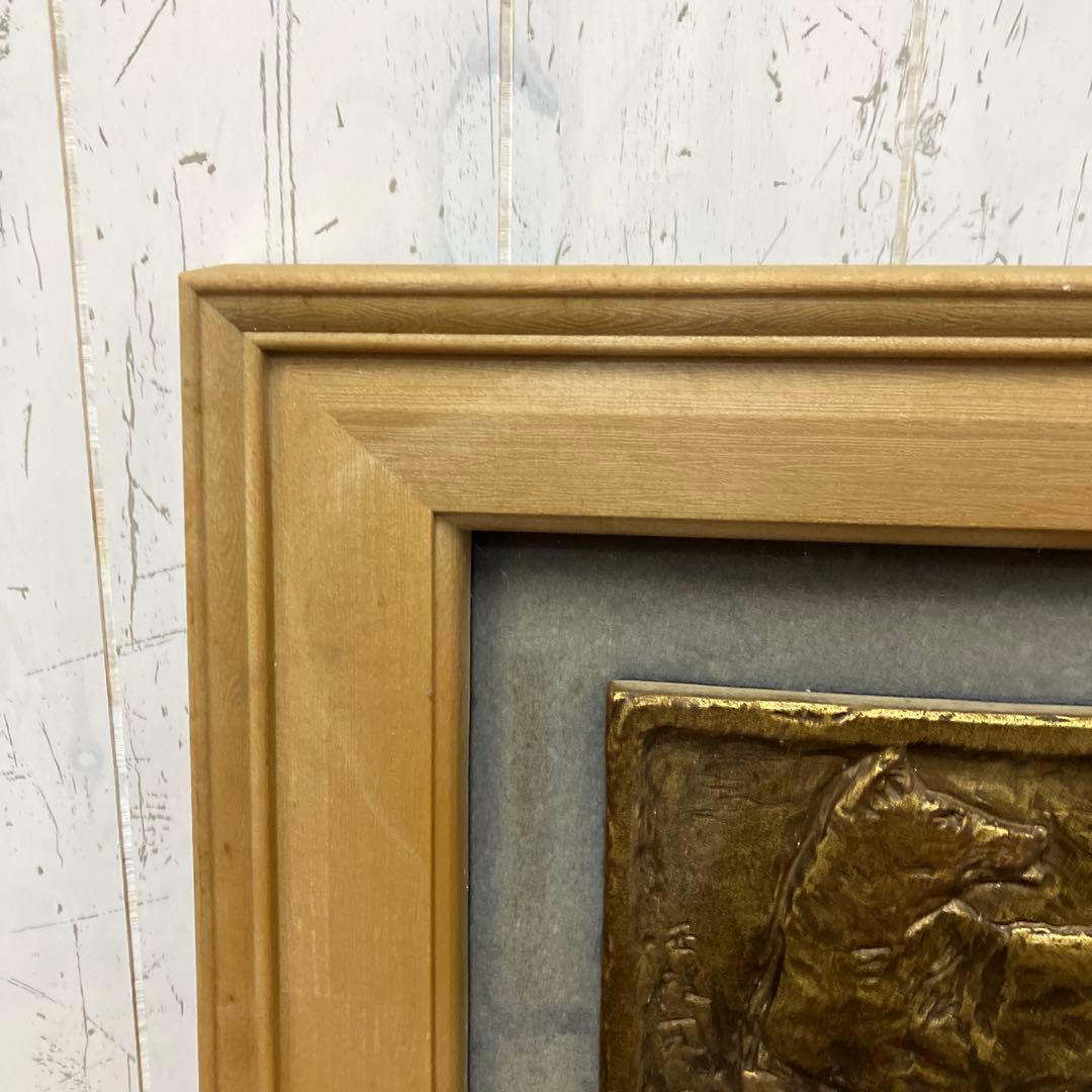 昭和レトロ 献身 レリーフ 額装 額縁 ブロンズ 彫刻 アート 工芸品 壁飾り