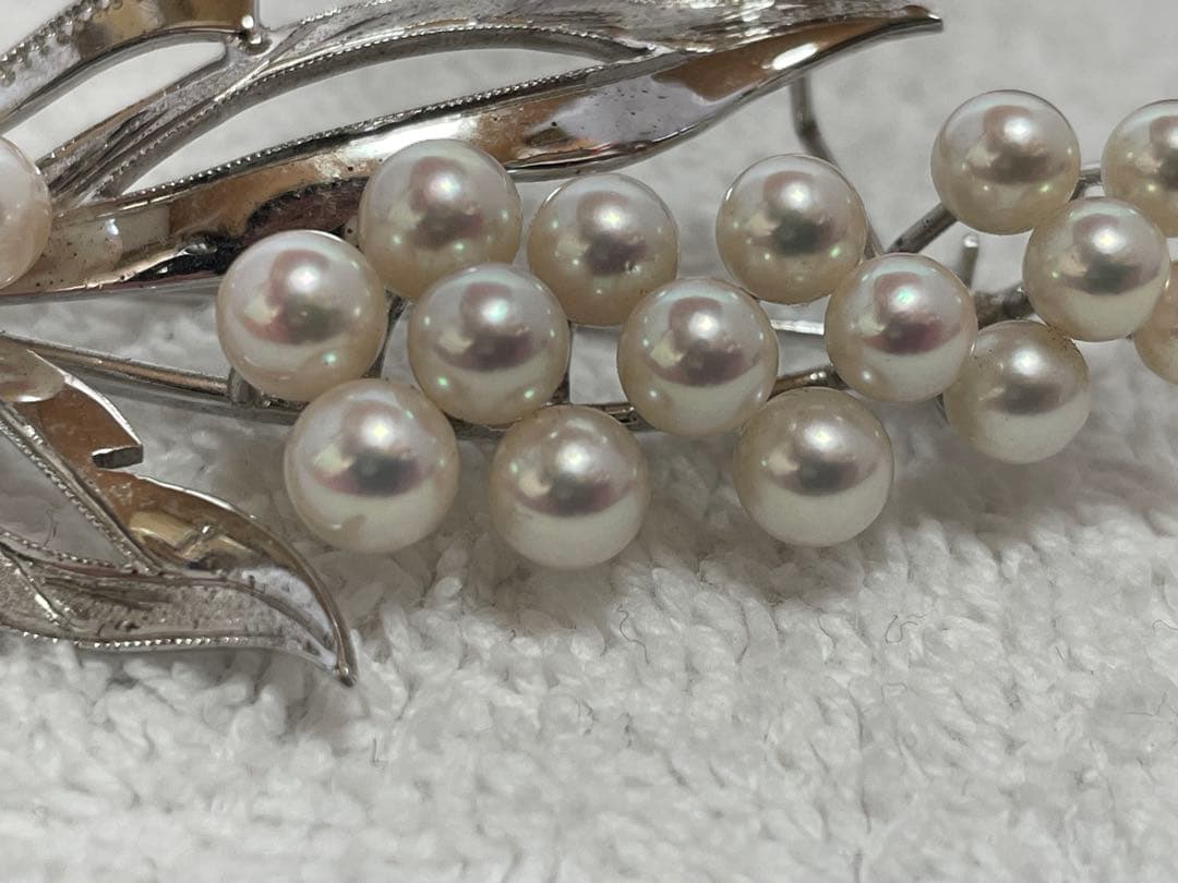 【美品】本真珠 伊勢志摩 アコヤ パールブローチ 18P 4.5mm〜6.0mm