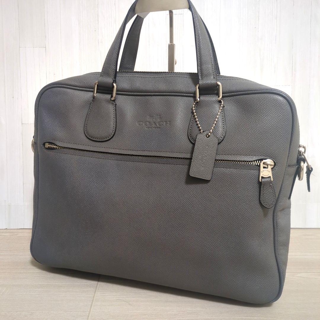 美品✨️ コーチ ビジネス バッグ レザー A4可 グレー