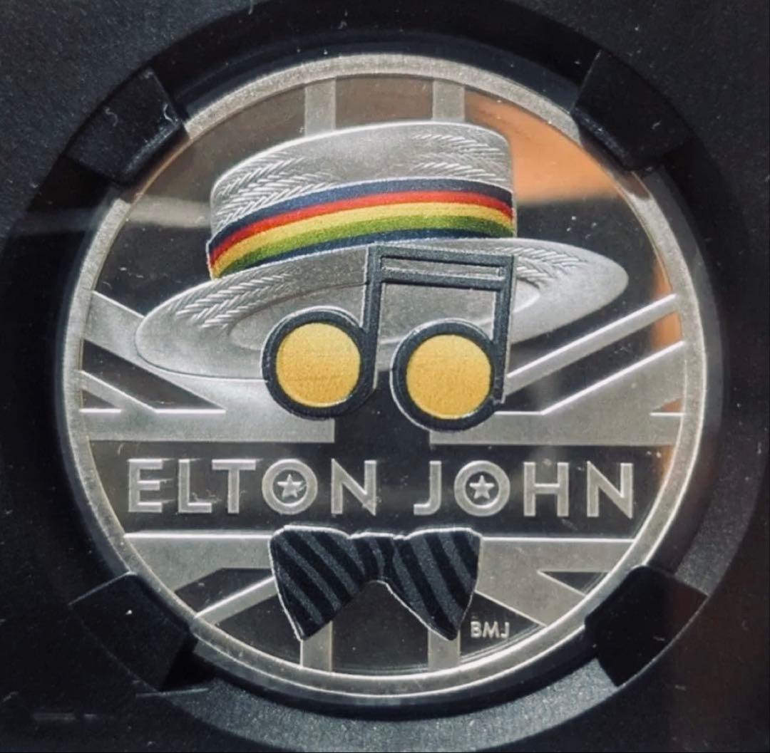 【NGC PF70 最高鑑定】2020年 英国 エルトン・ジョン カラー 銀貨