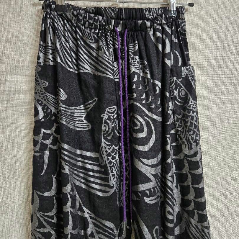 レア！SOUSOU ソウソウ 裁付えんゆう穿き 鯉 総柄 ブラック 和柄