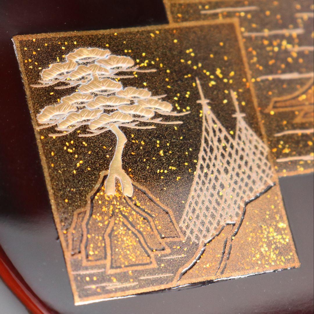 蒔絵師 池端治峰作 色紙蒔絵 香合 輪島塗 茶道具 共箱　rC798　N4