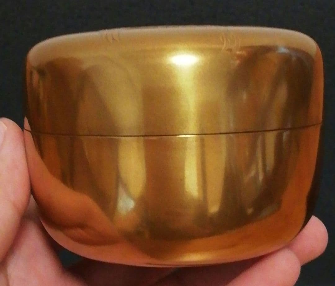 一光作　金地　鶴　平蒔絵　棗　共箱　仕服付　茶道具