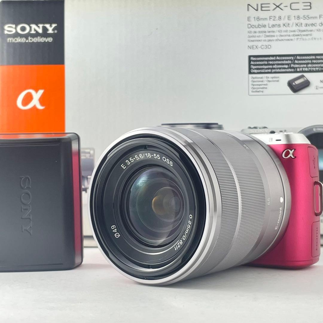 【美品・返品保証】Sony NEX-C3 ピンク 標準ズームレンズキット
