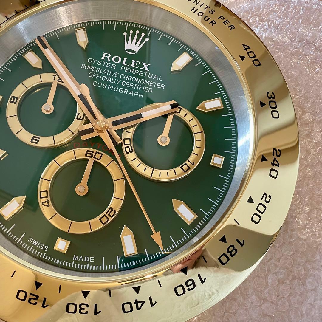 海外販促品 新品 ROLEX掛け時計 デイトナ ⭐︎ゴールド／グリーン⭐︎