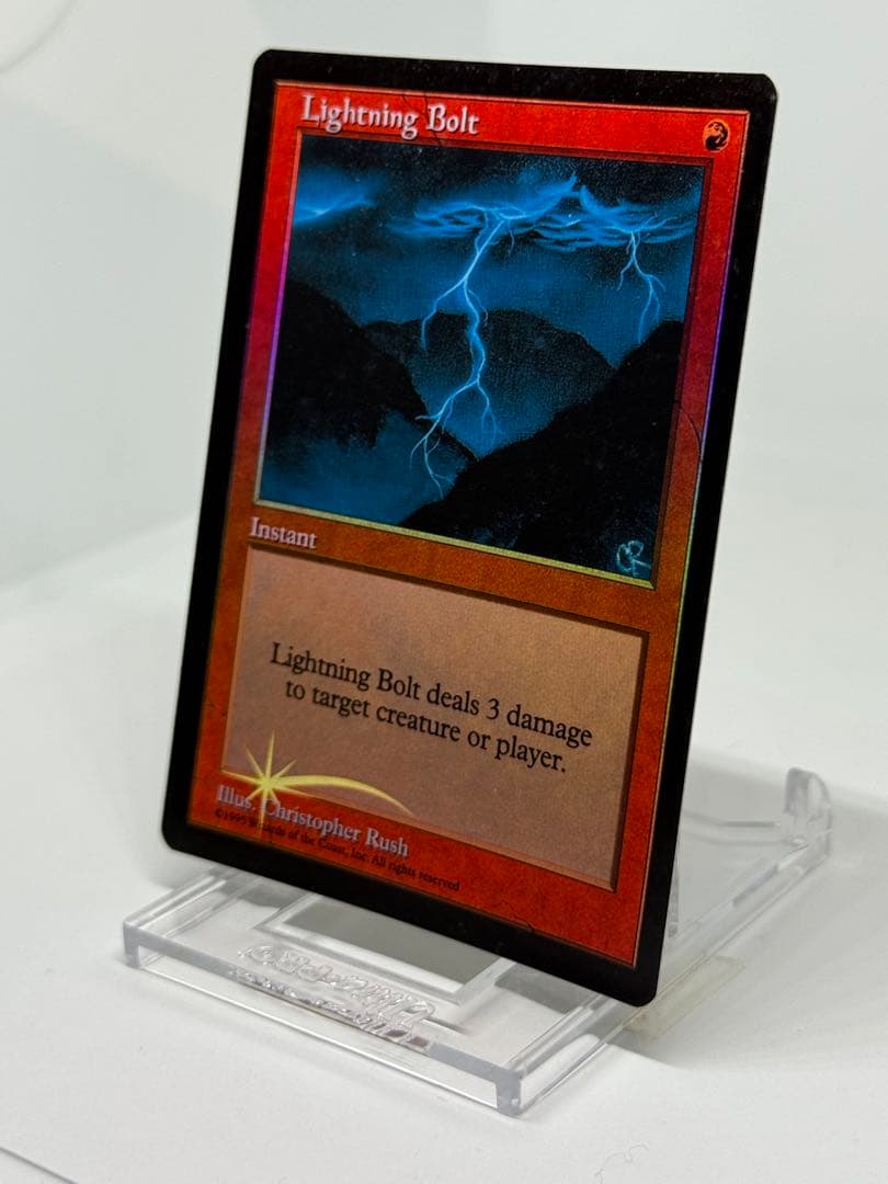 【Foil】《稲妻/Lightning Bolt》(ジャッジ褒賞)[旧枠プロモ]