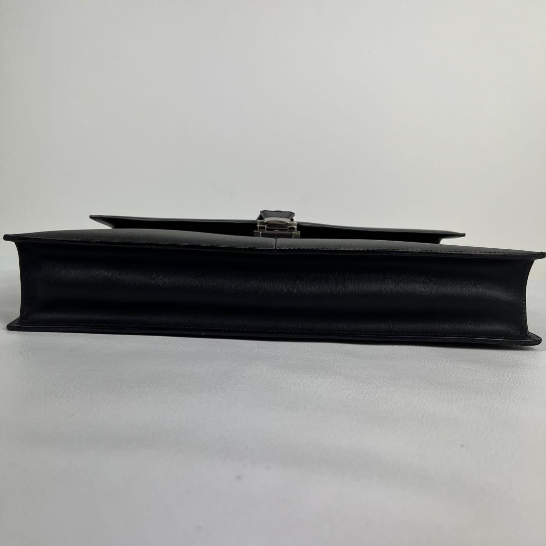 ダンヒル ブリーフケース ビジネスバッグ レザー ダークブラウン フラップ 鍵付