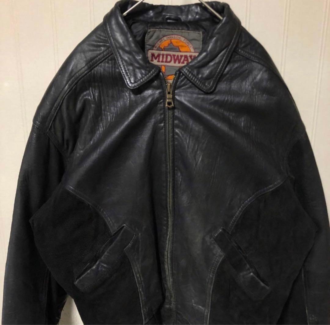 深水光太着用似❗️短丈 MIDWAY A-2 牛革 フライトジャケット 黒S