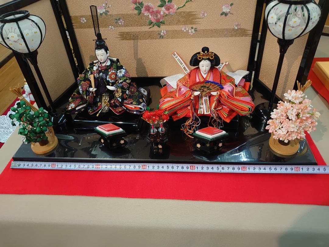 ●新品おひなさま●　さくら刺繍屏風　フルセット