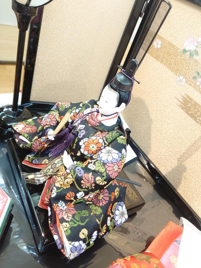 ●新品おひなさま●　さくら刺繍屏風　フルセット